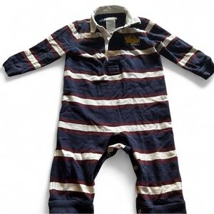Ralph Lauren Navy and White Striped Kids Footie